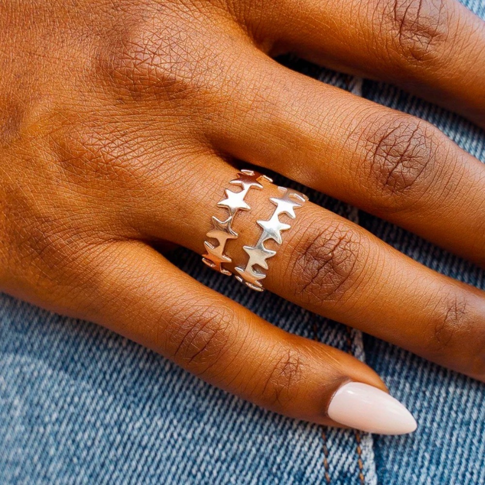 Pura Vida Seeing Stars Silver Band Ring - Picture 2 of 4
